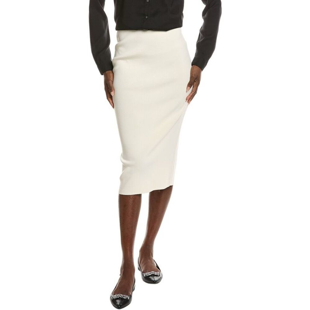 Max Mara Womens Losanna Knitted Midi Skirt, White